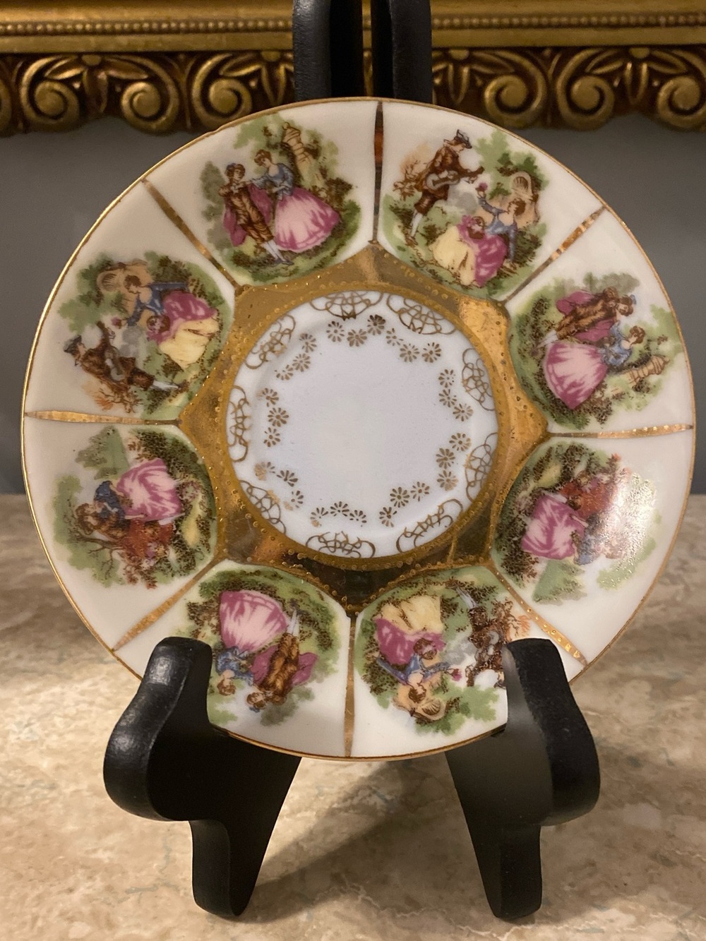 Decorative Pink and Gold Porcelain Plate